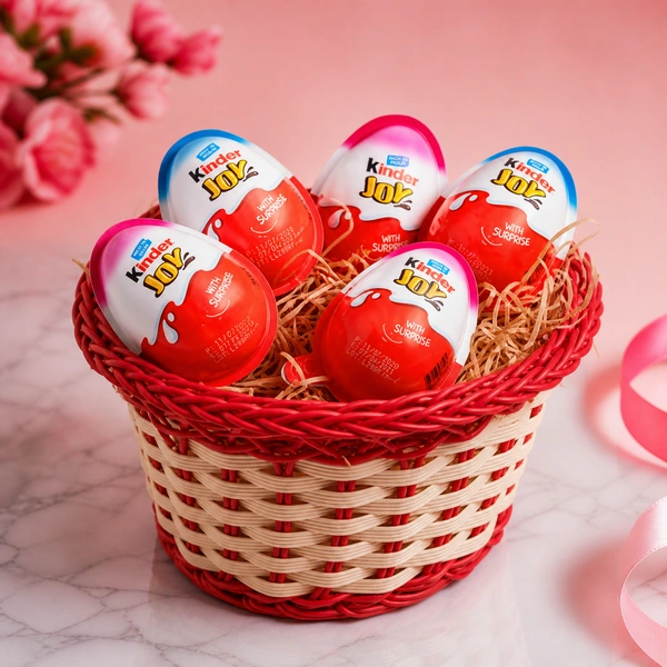 My Gifts Tree Kinder Joy eggs in a pastel setting