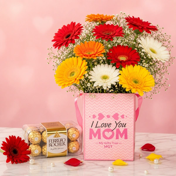My Gifts Tree Mixed Gerberas Rocher Combo