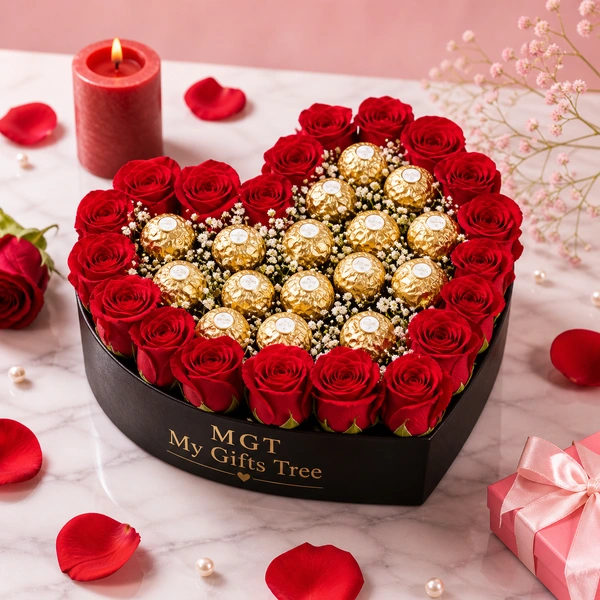 My Gifts Tree Romantic heart-shaped gift arrangement