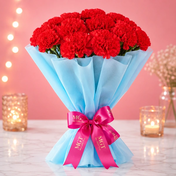 My Gifts Tree Red Carnation With Blue Packing
