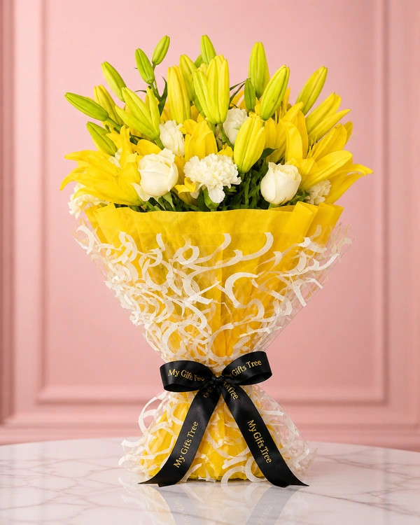 My Gifts Tree Yellow and white floral bouquet