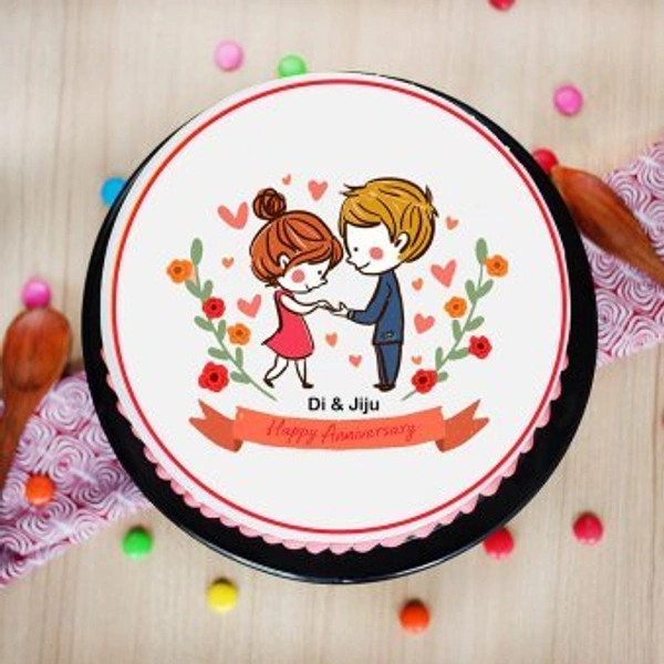 My Gifts Tree Blissfull Aniversary Di N Jiju Photo Cake - 1 KG