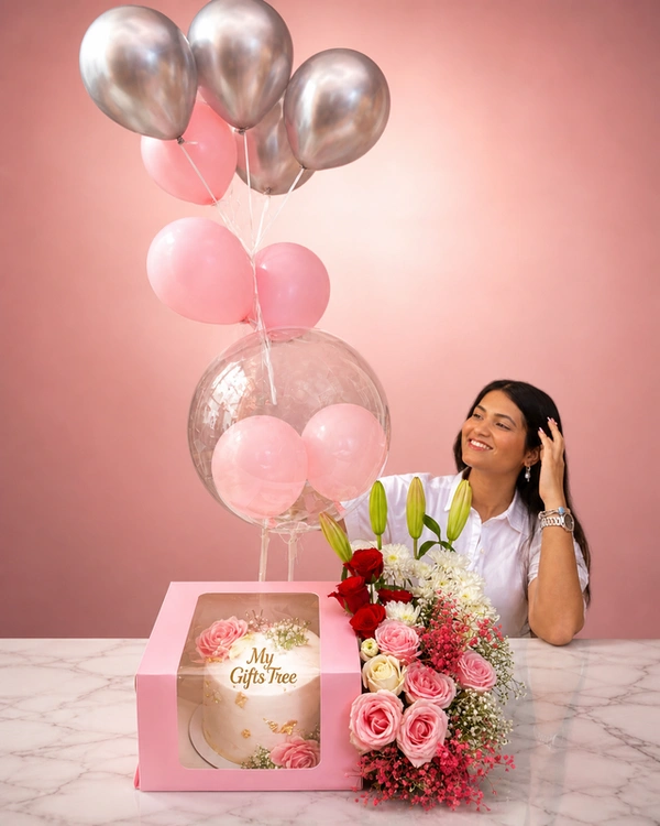 My Gifts Tree Bloom & Cake Delight Box - 1 KG