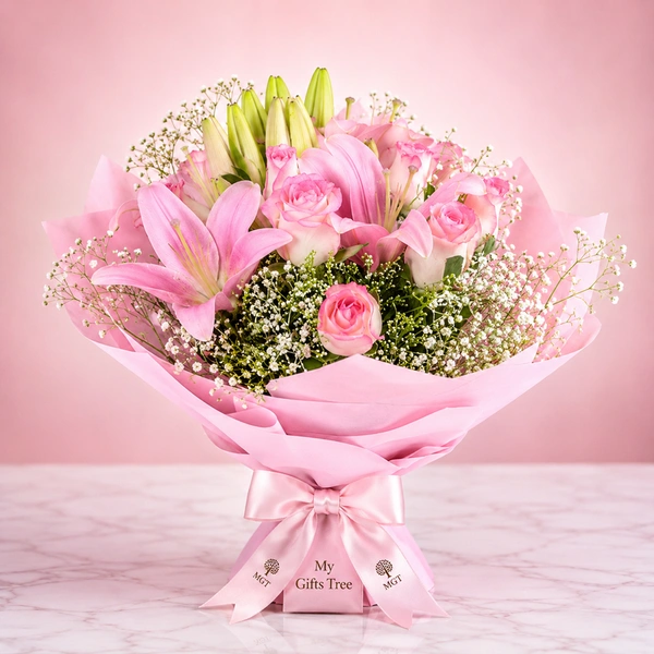 My Gifts Tree Blush Pink Lily & Rose Luxury Bouquet