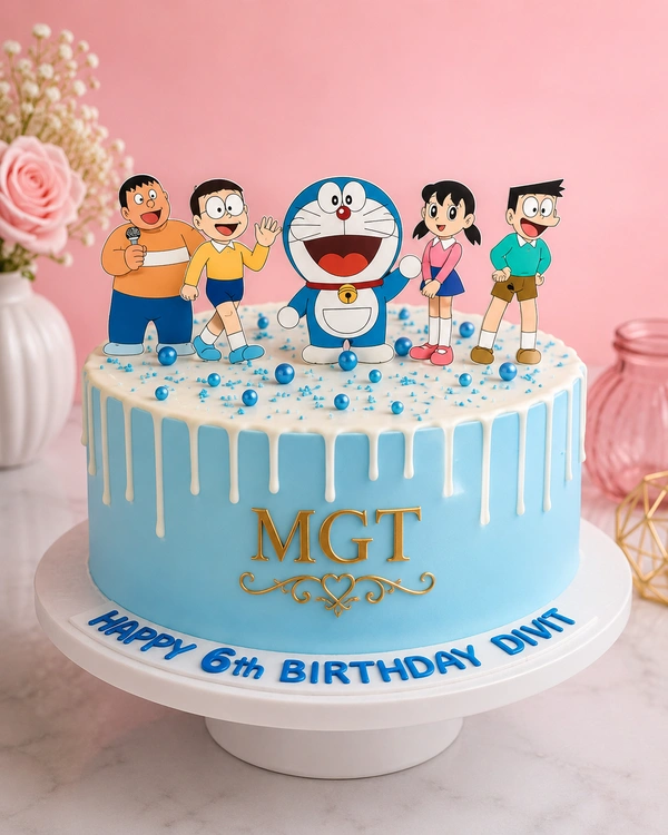 Doraemon and Friends Theme Birthday Cake