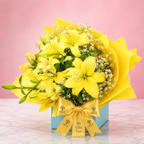 My Gifts Tree Golden Yellow Lily Luxury Bouquet