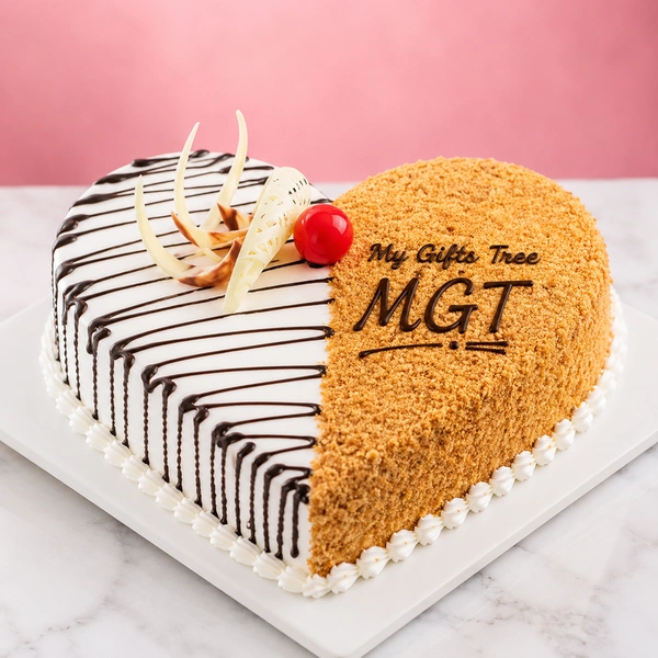 My Gifts Tree Half Heart Half Love Butterscotch Cake - 500 GM