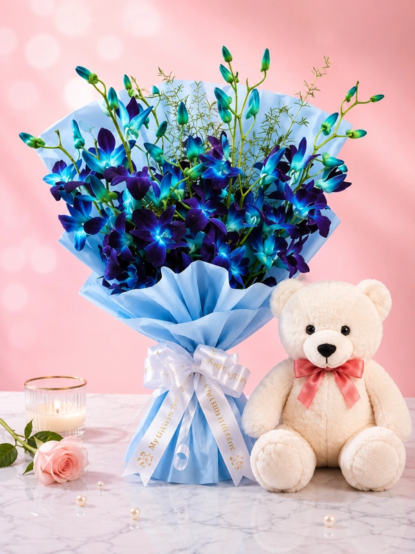 My Gifts Tree Blue Orchid With Teddy