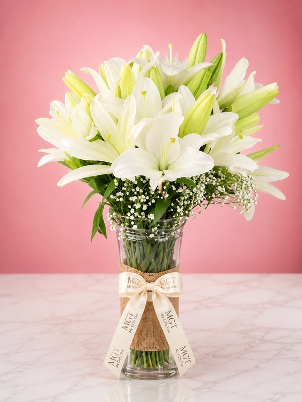 My Gifts Tree Pure White Lily Elegance Vase Arrangement