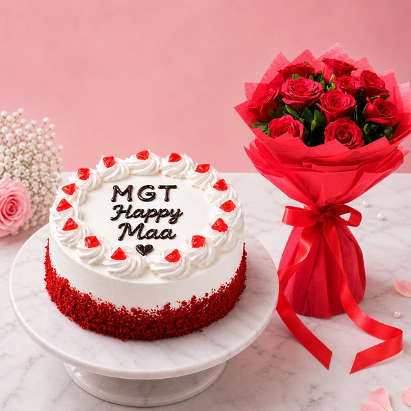 My Gifts Tree Romantic Cake N Flowers Arrengment - 1 KG