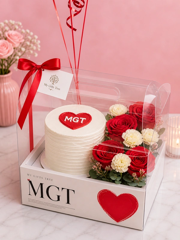 My Gifts Tree Romantic Gift Box With Cake N Flowers - 1 KG