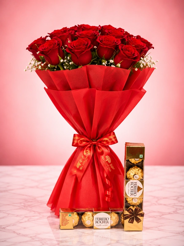 My Gifts Tree Royal Ferrero Red Rose Bouquet Combo