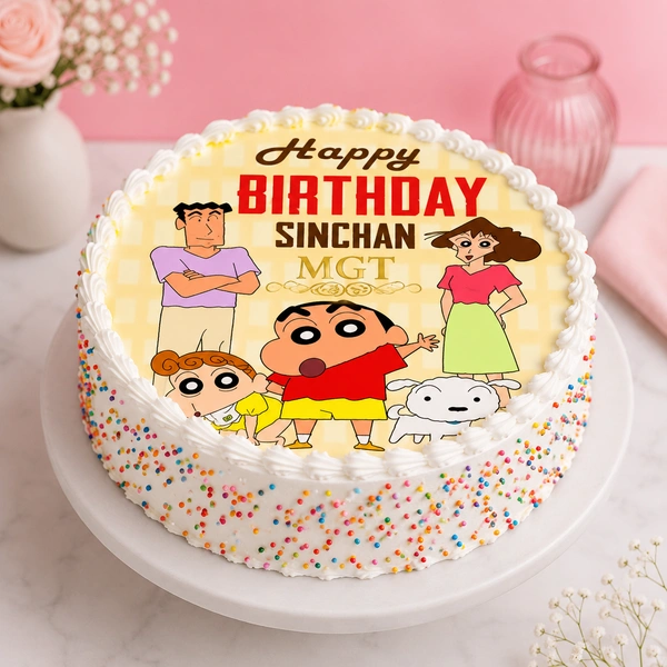 My Gifts Tree Round Shinchan Family Cake - 1.5 KG