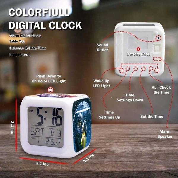 Personalized Photo LED Digital Alarm Clock � Custom 4-Photo Color-Changing Cube with Time, Date, Temp Display � Digital Alarm Clock for Kids Girls, Table Clock, Customized Gift