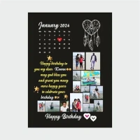 customized photo frame with birthday calendar personalized photo frame with photos, names, and messages, unique gift for birthday, anniversary, couple, friends and family. (Birthday