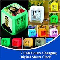 Personalized Photo LED Digital Alarm Clock � Custom 4-Photo Color-Changing Cube with Time, Date, Temp Display � Digital Alarm Clock for Kids Girls, Table Clock, Customized Gift