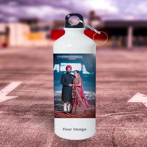 Sipper bottle with Photo White Aluminium gyming Sipper Customized/Personalized with Picture, Gifts for Birthday, Anniversary, Valentine's