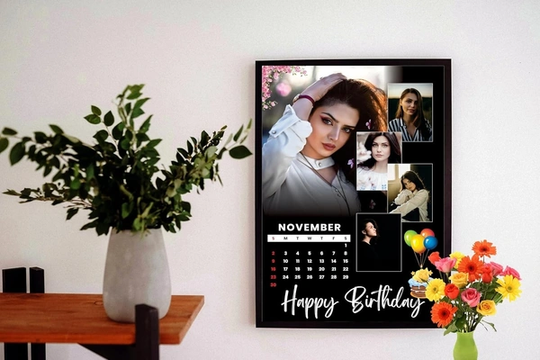 customized photo frame with birthday calendar personalized photo frame with photos, names, and messages, unique gift for birthday, anniversary, couple, friends and family. - A4