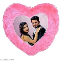 Personalized Heart Shape Fur Cushion Customized Photo Cushion Pillow for Birth Day Gifts(16x 16 Inches, - Red