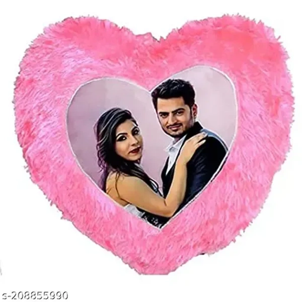 Personalized Heart Shape Fur Cushion Customized Photo Cushion Pillow for Birth Day Gifts(16x 16 Inches, - Red