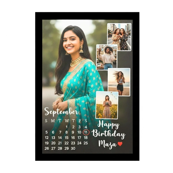 customized photo frame with birthday calendar personalized photo frame with photos, names, and messages, unique gift for birthday, anniversary, couple, friends and family. (Birthday