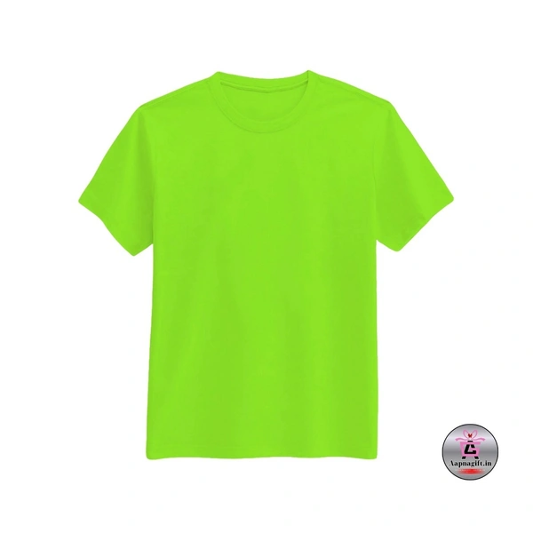 Green T Shirt | Round Neck | Half Sleeve | Plain-Regular Fit - L