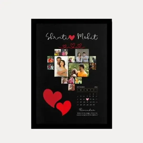 customized photo frame with birthday calendar personalized photo frame with photos, names, and messages, unique gift for birthday, anniversary, couple, friends and family. (Birthday