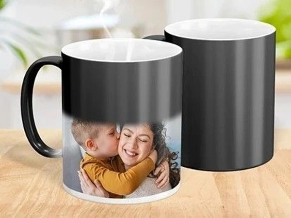 Personalized Magic Mug with Custom Photo, Name & Quote – Heat Sensitive Color Changing Ceramic Coffee Cup – Unique for Birthday, Anniversary, Valentine's Day – 325ml Black - White
