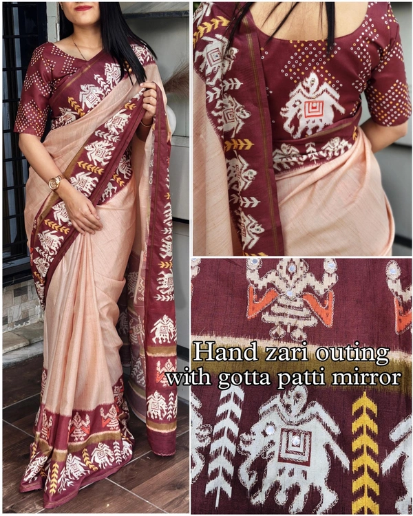 Banarasi Fusion Saree with Gota Patti and Mirror Work