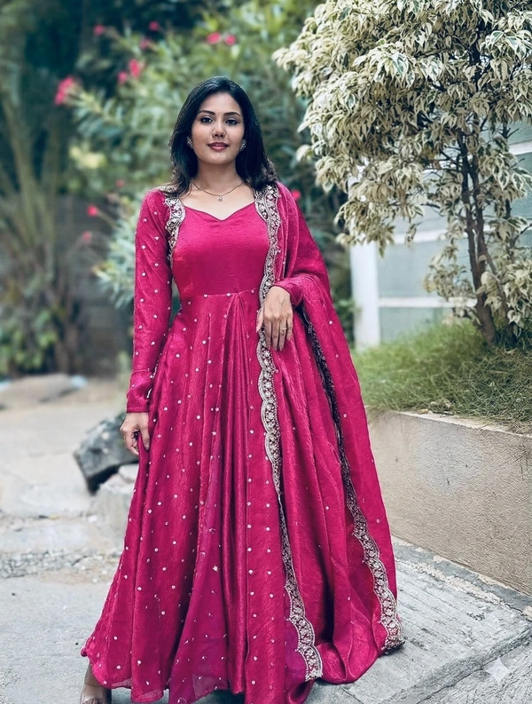 Anarkali Suit with Scalloped Dupatta