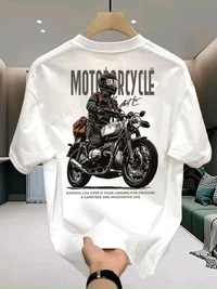 Oversized Motorcycle Print T Shirt For Unisex| 240 GSM | Premium Cotton - XXL-46
