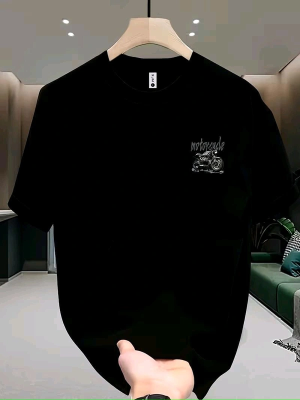 Oversized Motorcycle Print T Shirt For Unisex| 240 GSM | Premium Cotton - S-38 - S-38