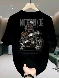 Oversized Motorcycle Print T Shirt For Unisex| 240 GSM | Premium Cotton - S-38 - XL-44