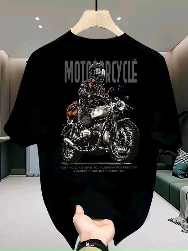 Oversized Motorcycle Print T Shirt For Unisex| 240 GSM | Premium Cotton - S-38 - XL-44
