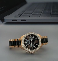 *Michael Kors Ladies Watch Black With Rose gold*