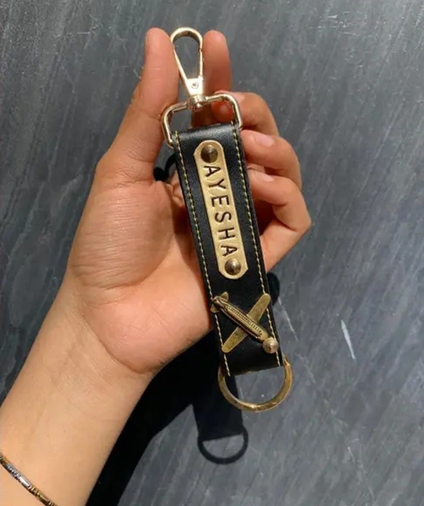 Faux Leather Keychain - Tan