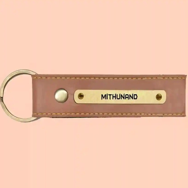 Faux Leather Keychain - Tan