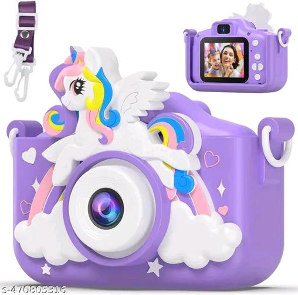 Unicorn -Themed Electronic Camera for Kids with Selfie Camera