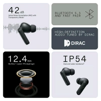 Nothing CMF by Nothing Buds - Wireless headphones with 42 dB ANC, Transparency mode, Ultra Bass Technology 2.0, HD Audio from DIRAC, IP54 and connection to two devices - Light Grey - White, Free Size