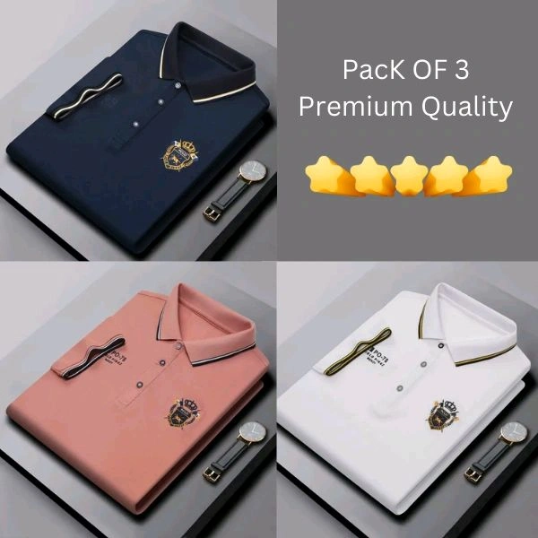 BCOZY US Polo T-Shirt Pack Of 3 | Half Sleeve | 220 GSM | Premium Quality - M-38