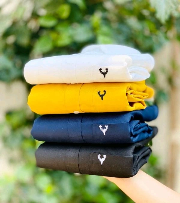 Plain Shirts For Men|4 Pc Combo| Cotton Regular Fit Shirt - M