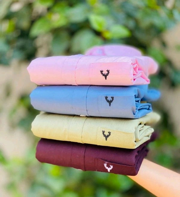 Plain Shirts For Men|4 Pc Combo| Cotton Regular Fit Shirt - L