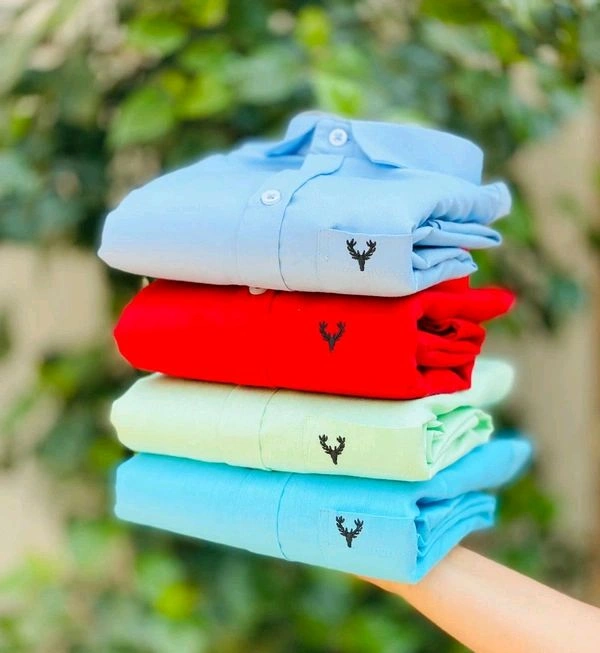 Plain Shirts For Men|4 Pc Combo| Cotton Regular Fit Shirt - L