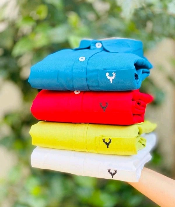 Plain Shirts For Men|4 Pc Combo| Cotton Regular Fit Shirt - M