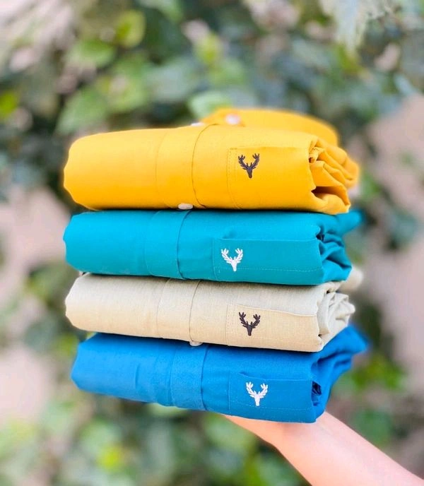 Plain Shirts For Men|4 Pc Combo| Cotton Regular Fit Shirt - M