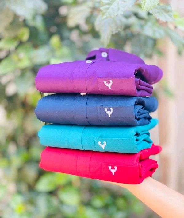 Plain Shirts For Men|4 Pc Combo| Cotton Regular Fit Shirt - L