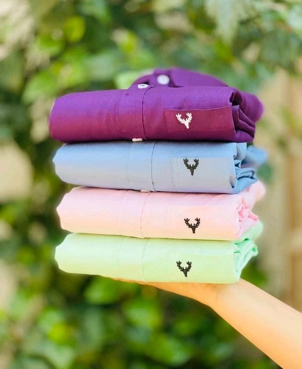 Plain Shirts For Men|4 Pc Combo| Cotton Regular Fit Shirt - M