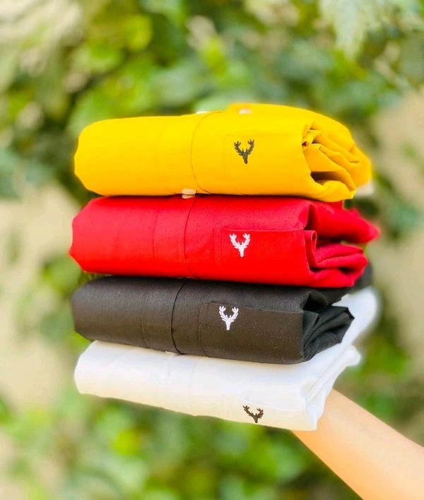 Plain Shirts For Men|4 Pc Combo| Cotton Regular Fit Shirt - L