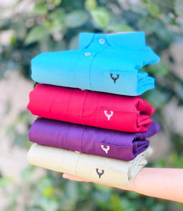 Plain Shirts For Men|4 Pc Combo| Cotton Regular Fit Shirt - M