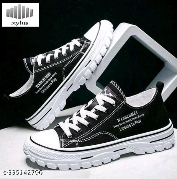 Xylus Black Casual Canvas Shoes for Men | Gym Shoes | Walking Shoes | Casual Shoes | Cycling Shoes| Black Canvas Shoes - Ind-5